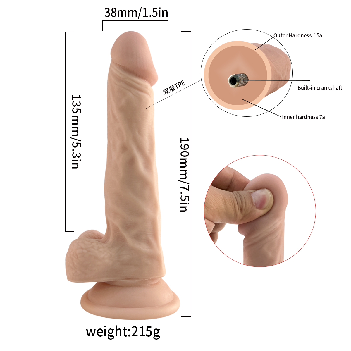 Double Layer Realistic Dildo Penis for Woman Masturbation Sexy Toys Hand Dildo