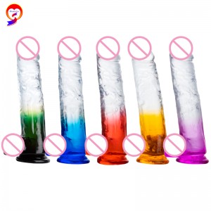 wholesale Realistic Silicone TPE PVC Rainbow Penis Dildo for Women