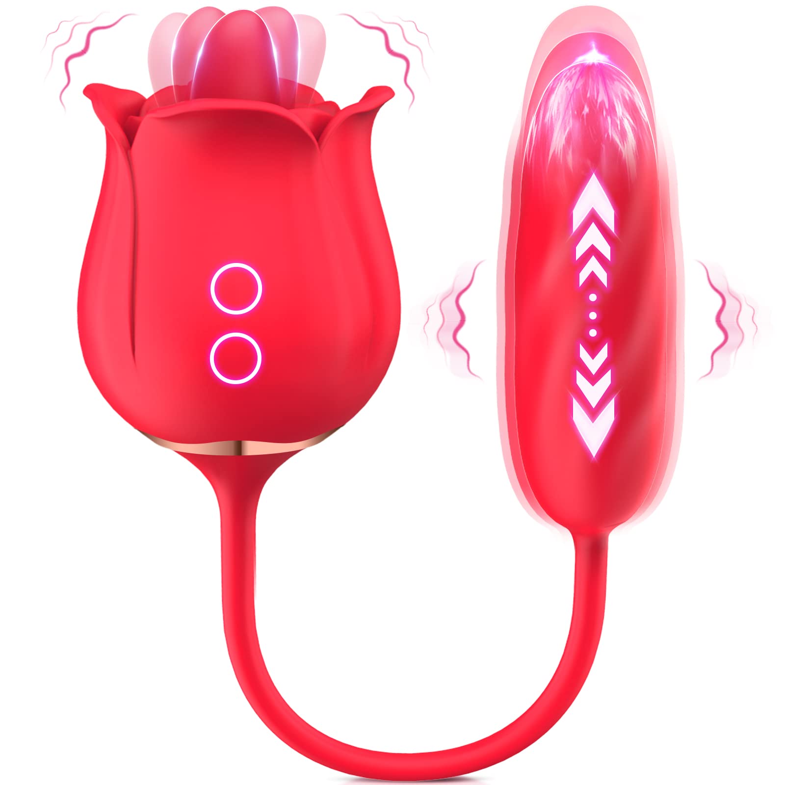 Rose Toy Vibrator for Women Tongue Licking Vibrator with Vibrating Egg