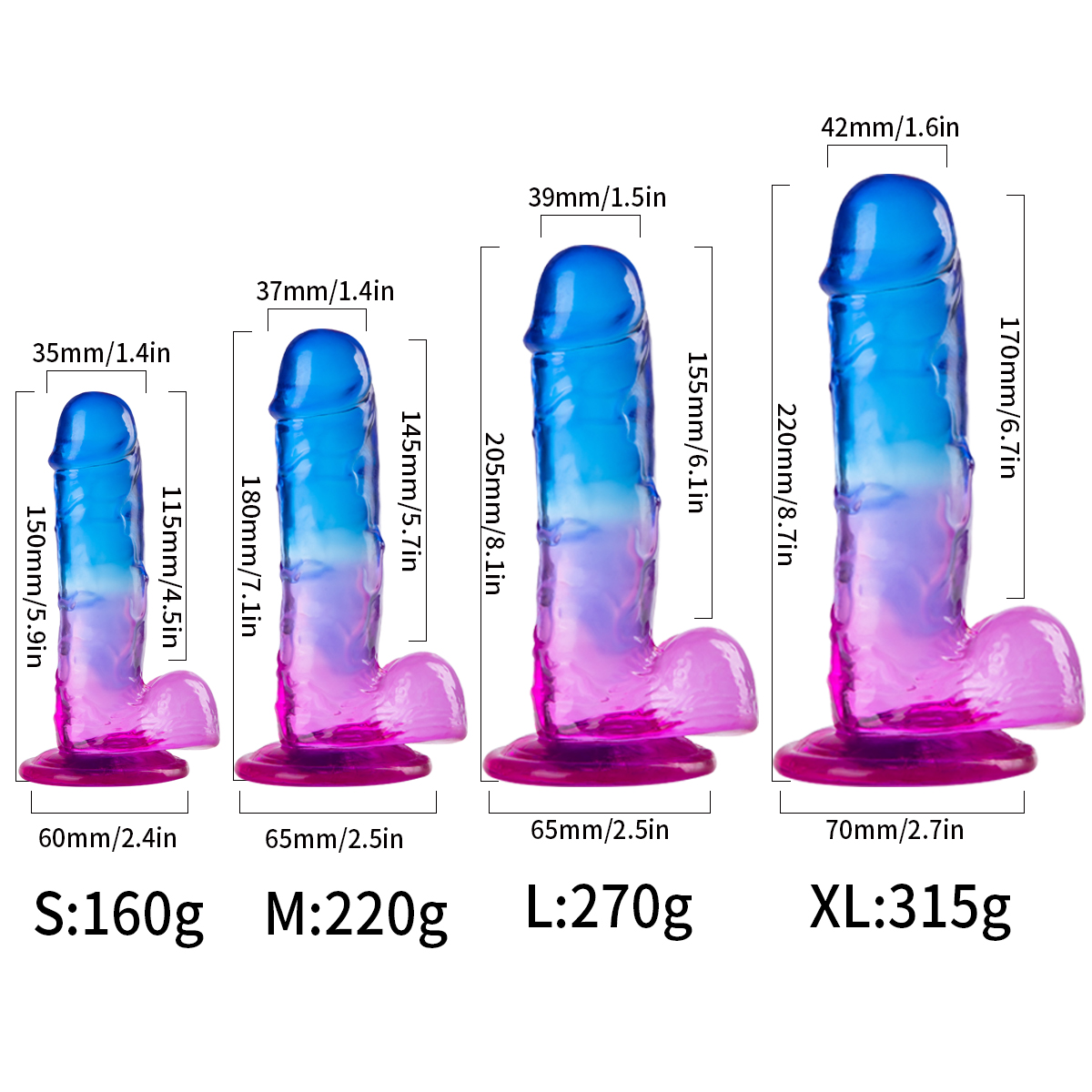 G-Spot Vagina Pleasure Jelly Dildo Female Soft Shades Color Strap-On Dlidos